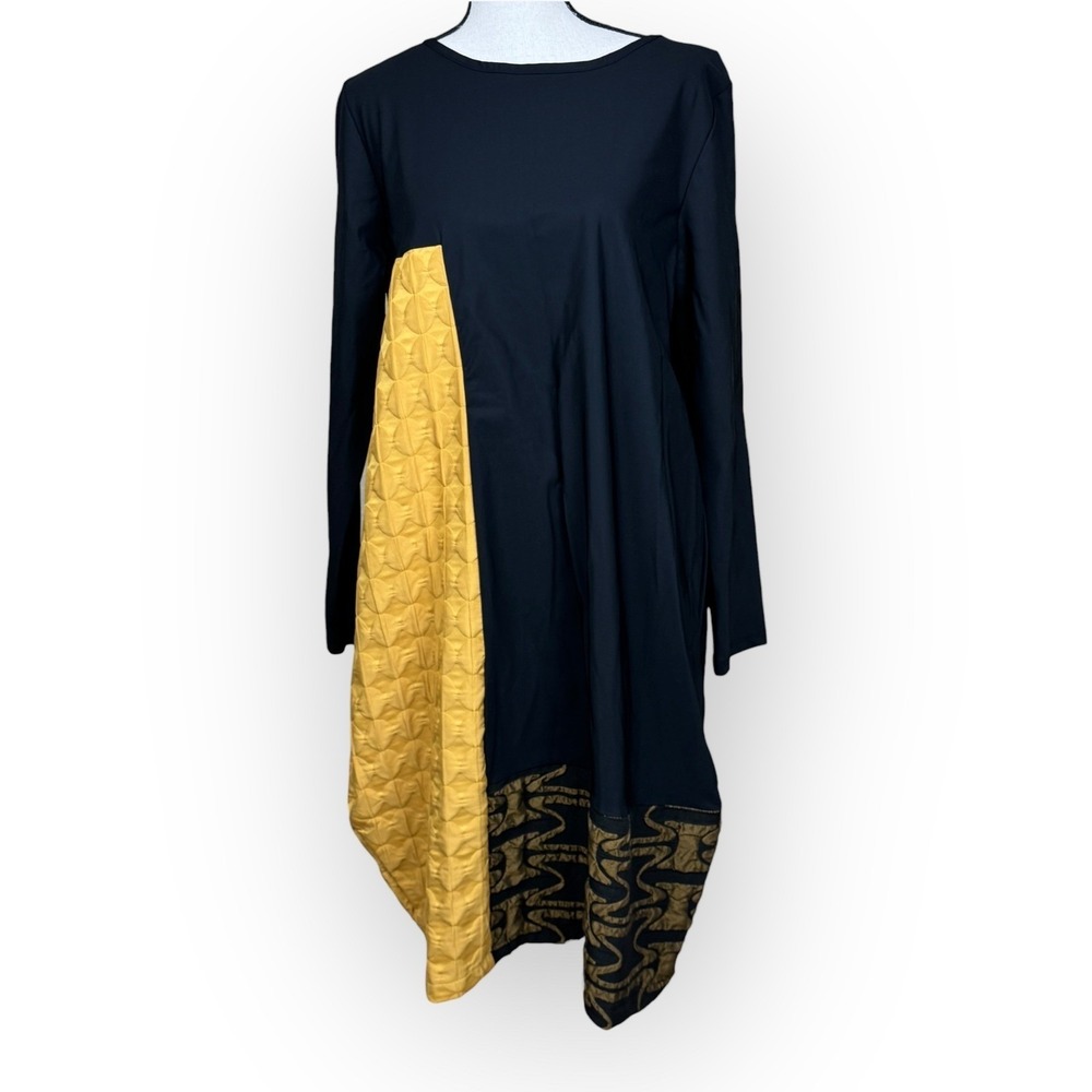 Kozan‎ Shea Dress Color Block Textured Art to Wear Lagenlook Size M Midi Tunic
